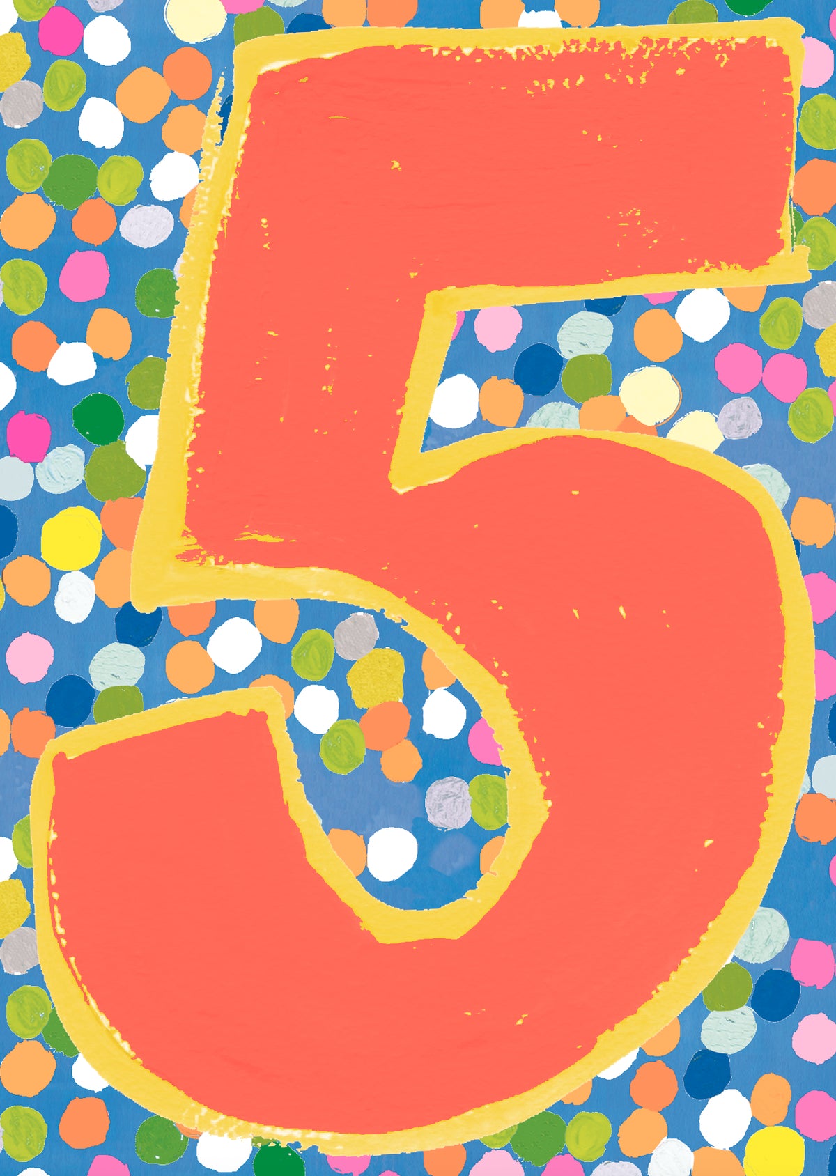 Childrens Age 5th Card: BOY Spots - Neon - Paper Salad