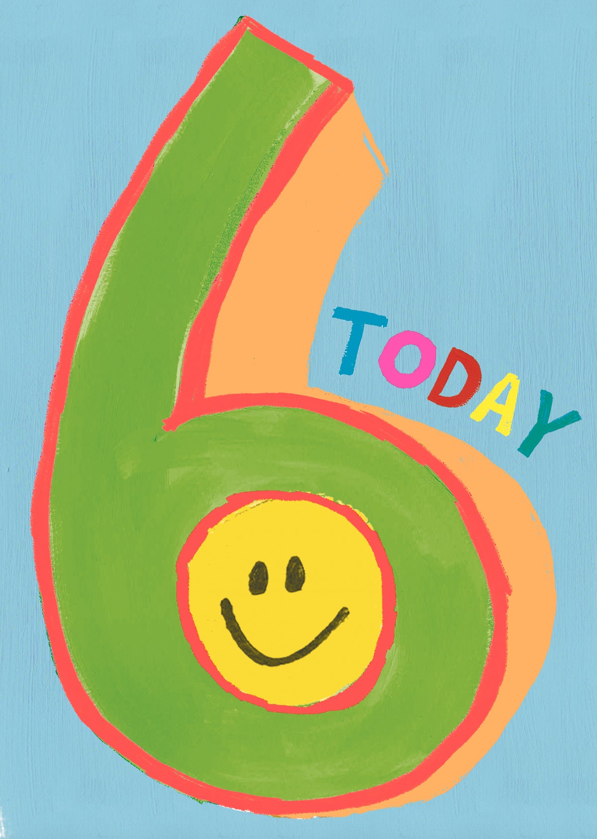 Kids Age  Birthday Card: BRIGHT COLOURFUL AGE 6 BOY  - Paper Salad