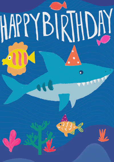 Childrens Card: Under Water Shark- Neon - Paper Salad