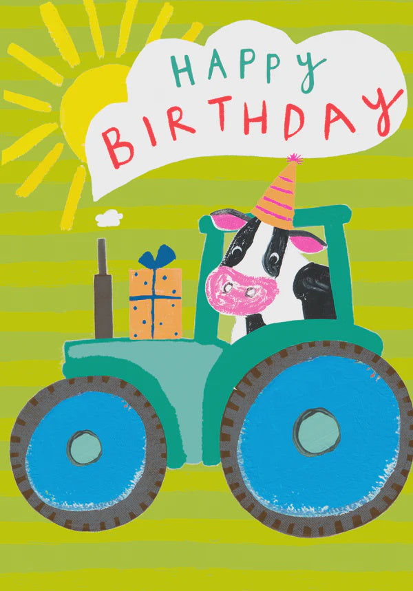 Childrens Card: Tractor - Neon - Paper Salad