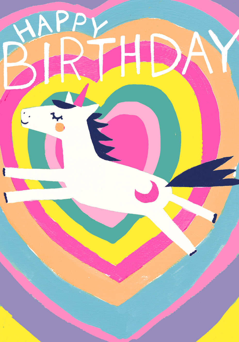 Kids Birthday  Card: BRIGHT COLOURFUL BRIGHT BIRTHDAY UNICORN HEART  - Paper Salad