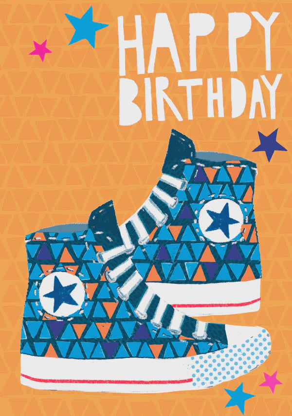 Birthday Card: Bright Foil Retro Hightop Trainers - Paper Salad