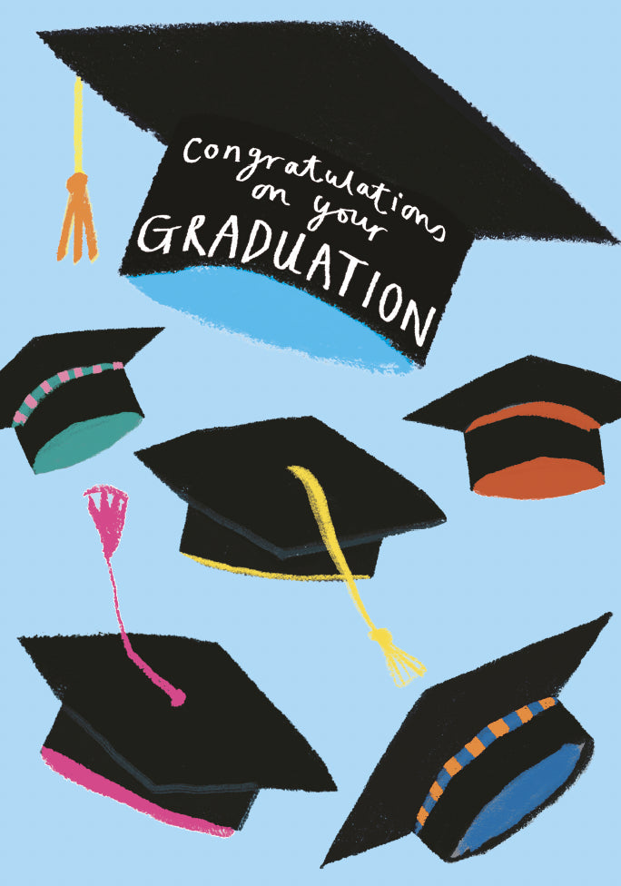 Graduation Card: Congratulations Mortarboard - Neon - Paper Salad