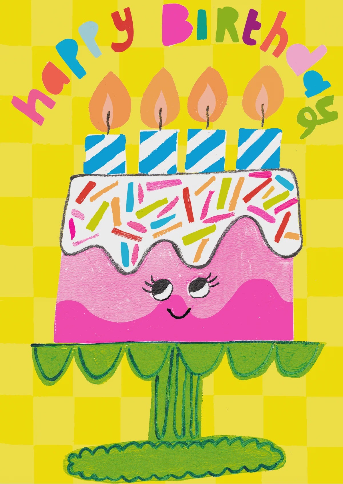 Children's Card: Birthday Cake With Chunky Candles - Bright - Paper Salad