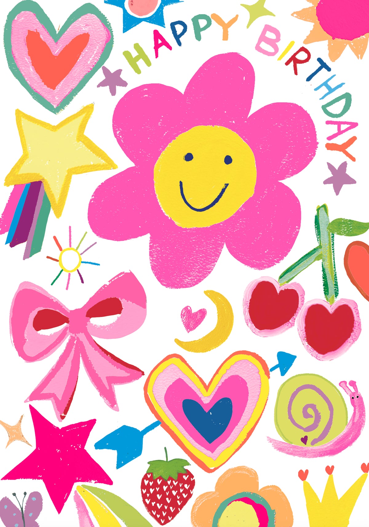 Birthday   Card: BRIGHT COLOURFUL  BIRTHDAY GIRL ICONS  - Paper Salad