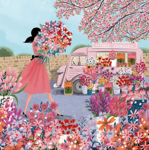 Card: Fresh Flowers Pink - Pigment