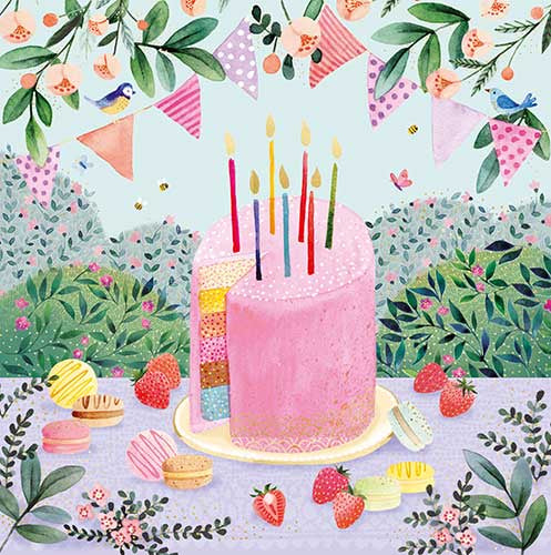 Birthday Card: Cake and Bunting - Pigment