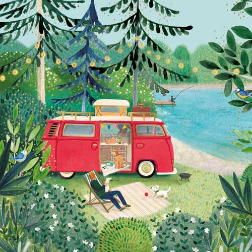 Card: Camper Van by Lake - Pigment