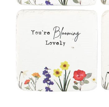 Coaster: Resin Floral Square Blooming Lovely - White - Something Different