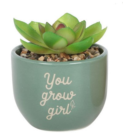Faux Plant: Ceramic You Grow Girl - Green - Something Different