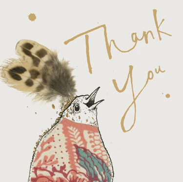 Thank You Card: Bird Gold Foil Embossed - Multicolour - Anna Wright