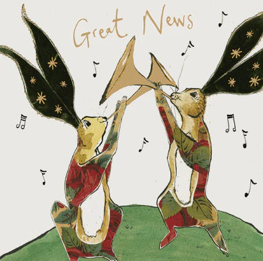 Congratulations Card: Great News Fanfair Gold Foil Embossed - Multicolour - Anna Wright