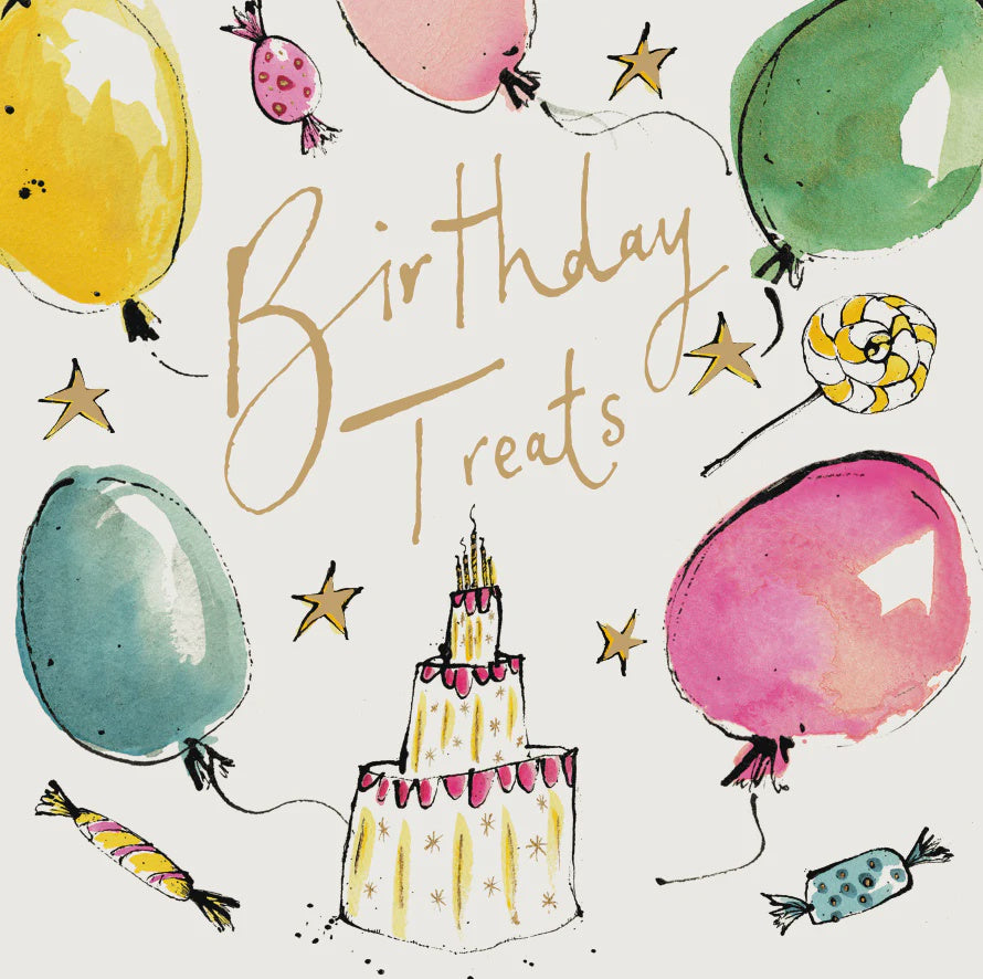 Birthday Card: Treats Gold Foil Embossed - Multicolour - Anna Wright