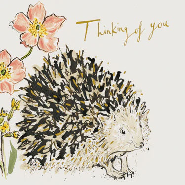 Thinking of You Card: Hedgehog Gold Foil Embossed - Multicolour - Anna Wright