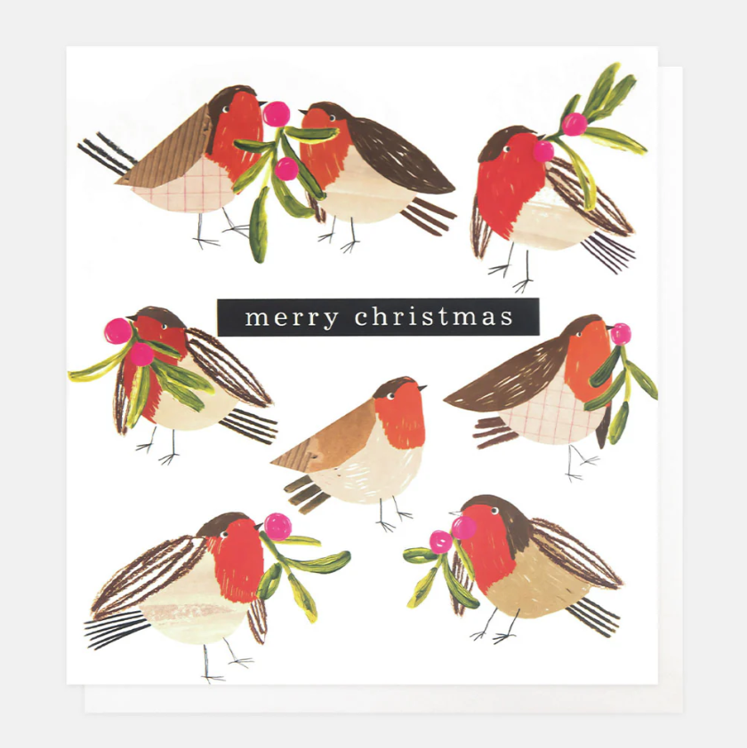 Christmas Card: Robins & Festive Sprigs - Caroline Gardner