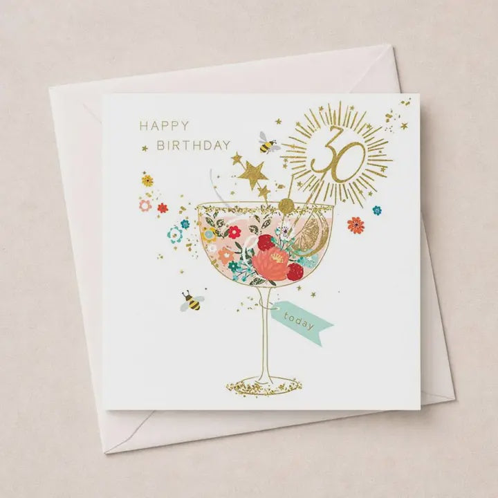 Age Birthday 30th Card: Cocktail Gold Foil  - Hammond Gower