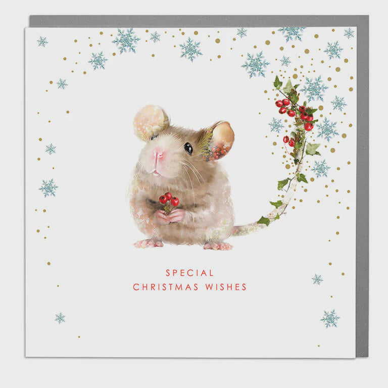 Christmas Card: Mouse Wildlife Botanical - Lola Design