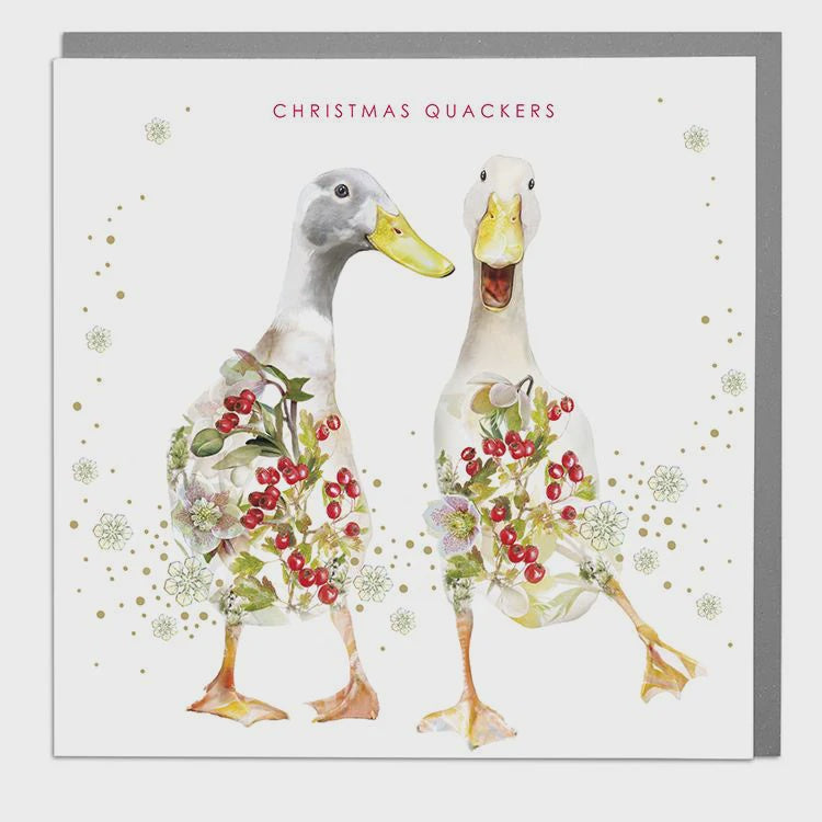 Christmas Card: Runner Ducks Wildlife Botanical - Lola Design