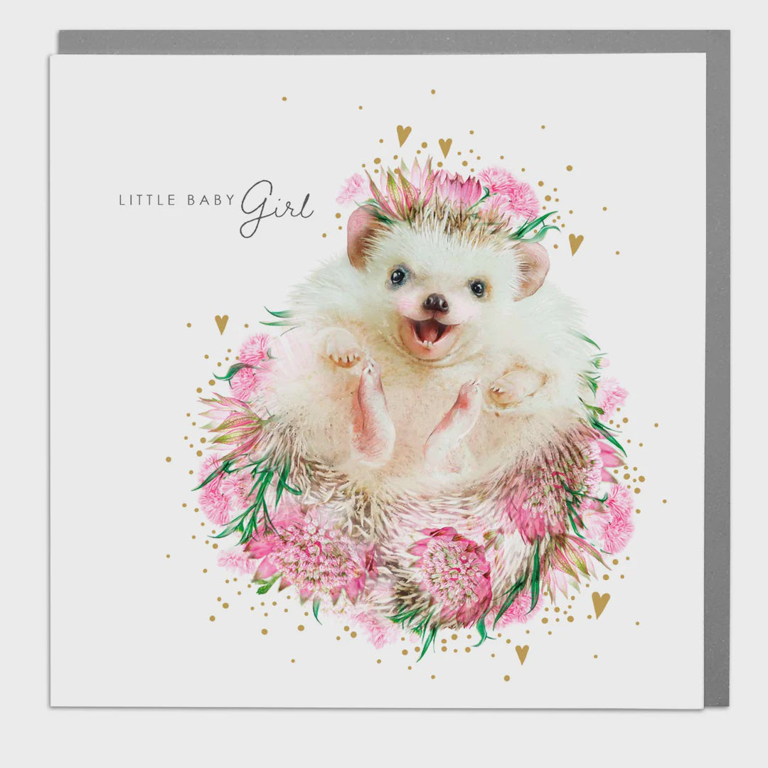 New Baby Card: Girl Hedgehog - Lola Design