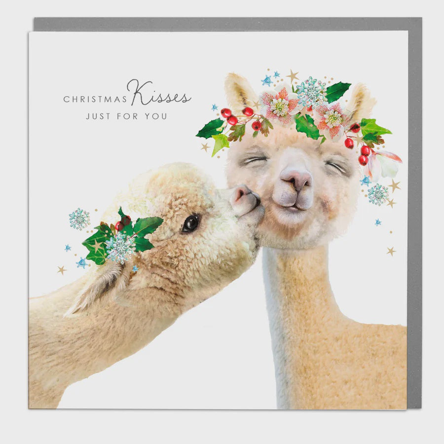 Christmas Card: Alpaca Kisses Wildlife Botanical - Lola Design