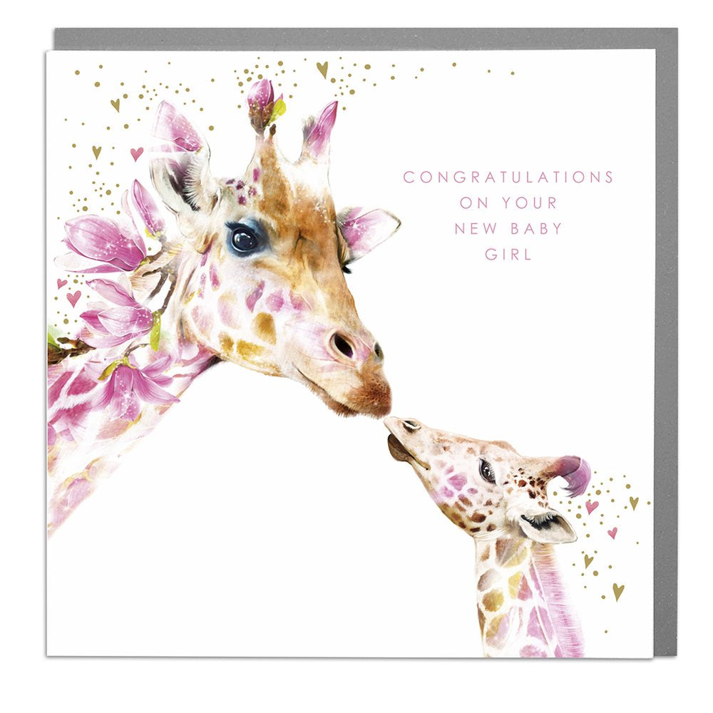 New Baby Card: Girl Giraffe - Lola Design