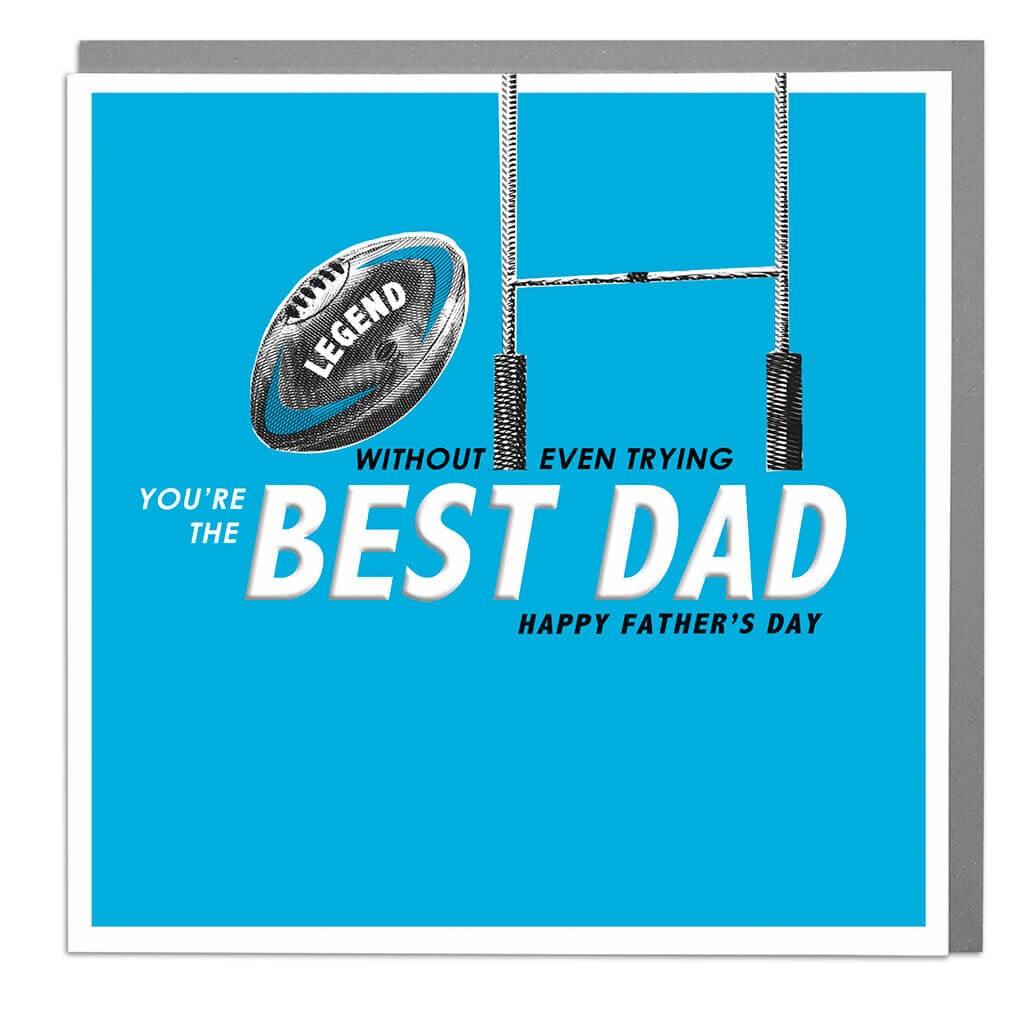 Fathers Day Card: Best Dad Rugby - Blue - Lola Designs