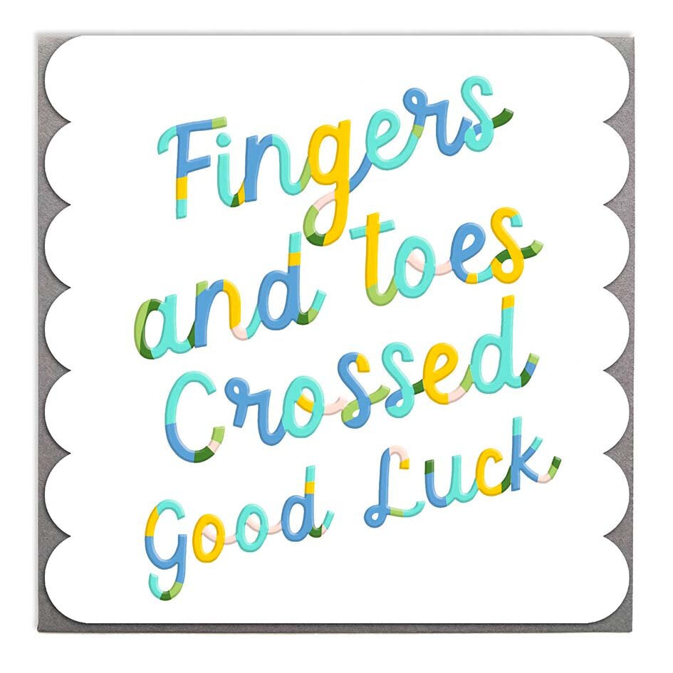 Good Luck Card: Fingers & Toes Crossed Scalloped Edge - Lola Designs
