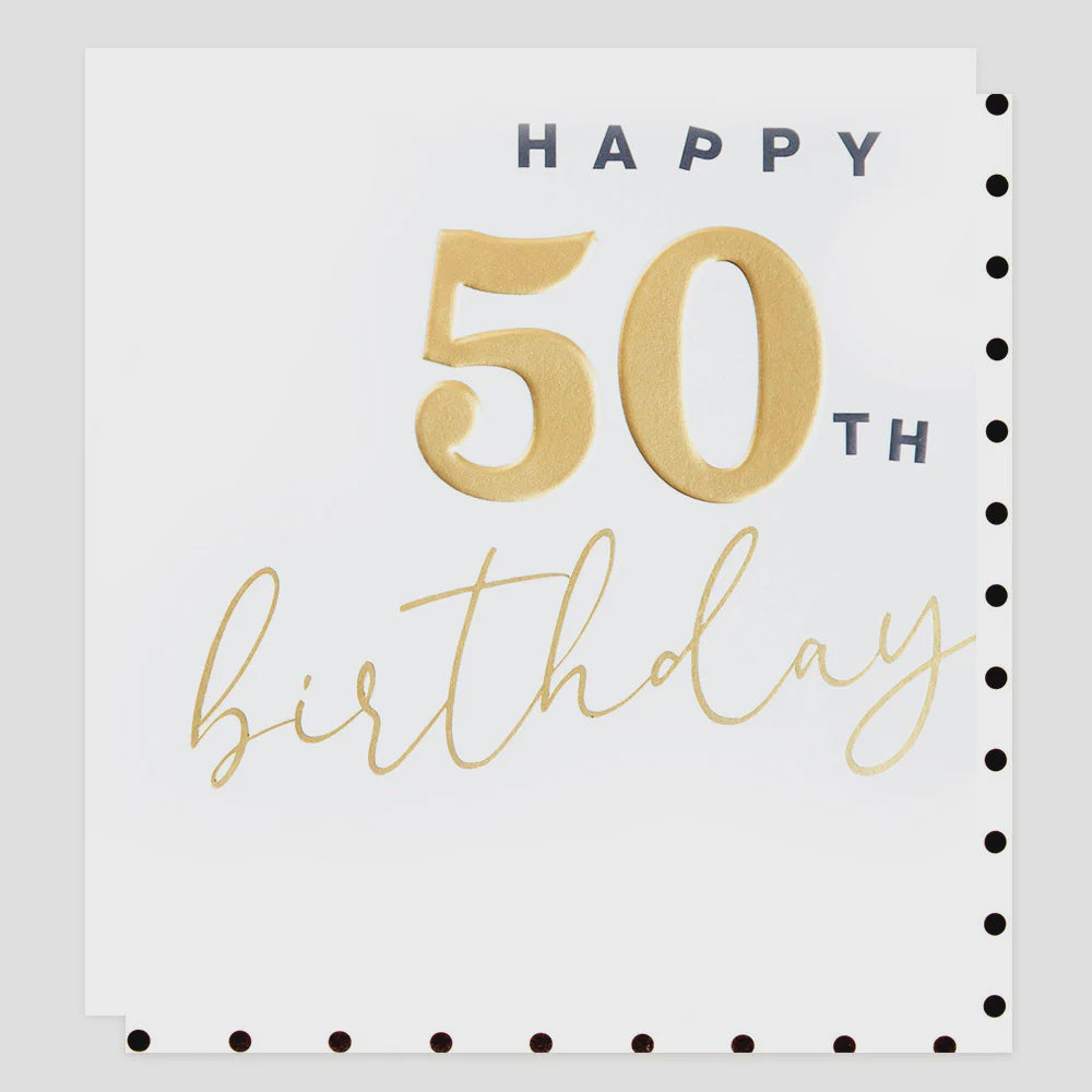 Age 50th Card: Gold Foil - Gold - Caroline Gardner