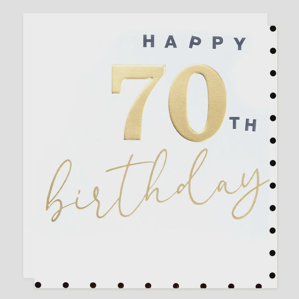 Age 70th Card: Gold Foil - Gold - Caroline Gardner