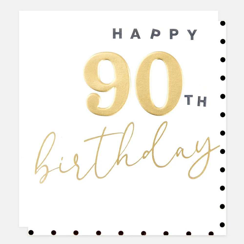 Age 90th Card: Gold Foil - Gold - Caroline Gardner