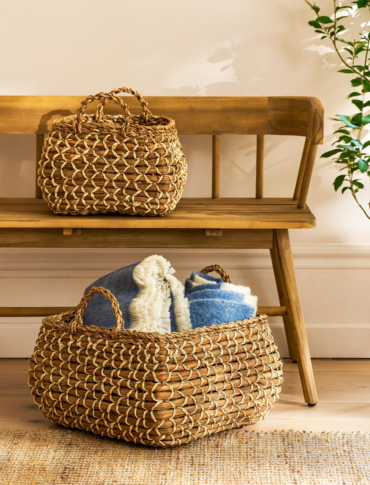 Basket: Seagrass Square 2 Tone With Handles  - Various - Garden Trading