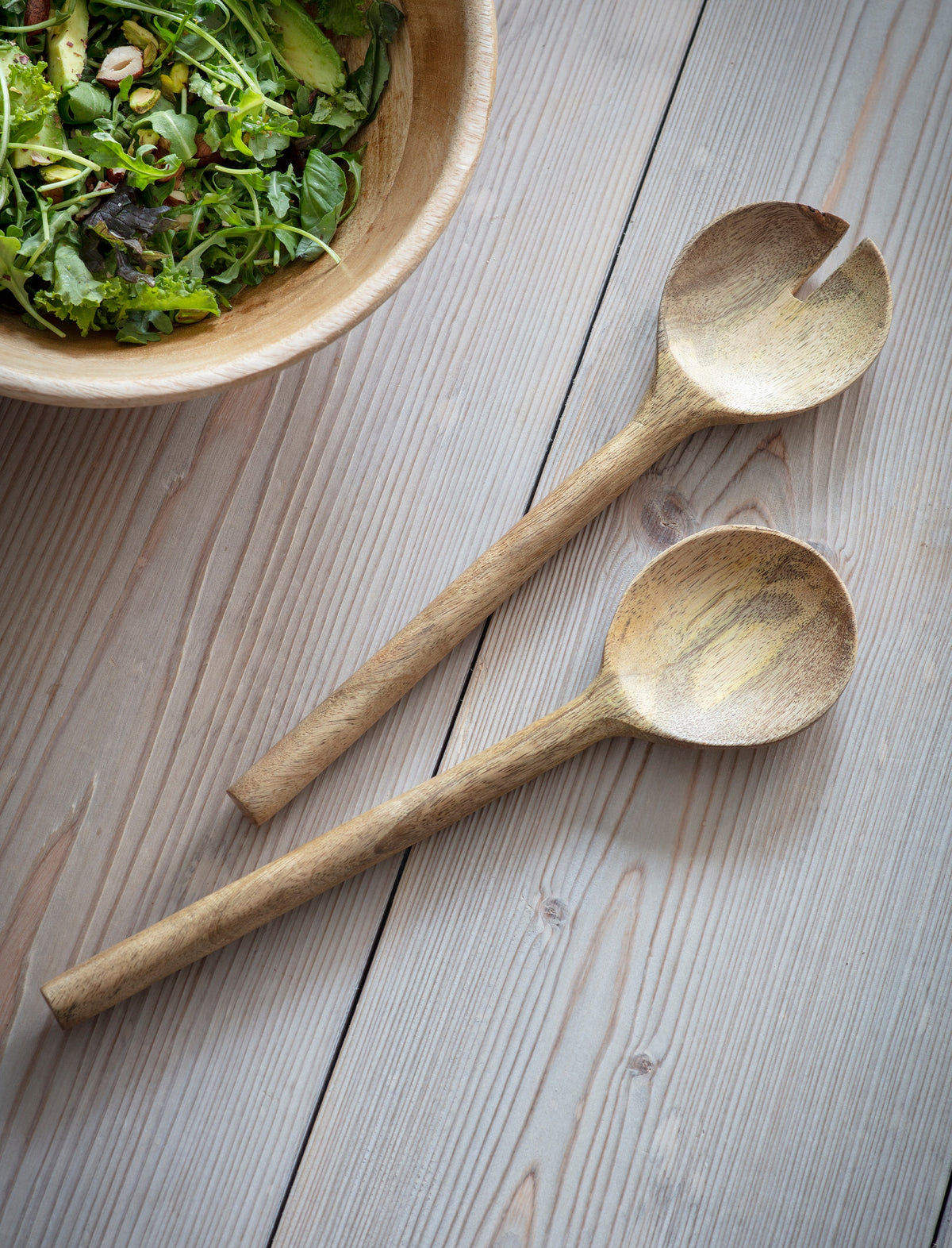 Serving Spoons: Midford Natural Mango Wood Set Of 2 - Brown - Garden Trading