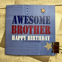 Brother Card: Doodles Hand Finished Wood Star - Blue - White Cotton Cards