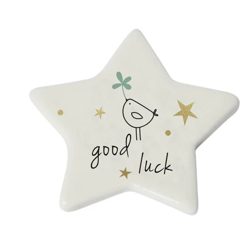 Star Porcelain Token: Good Luck - White - BellyButton Designs