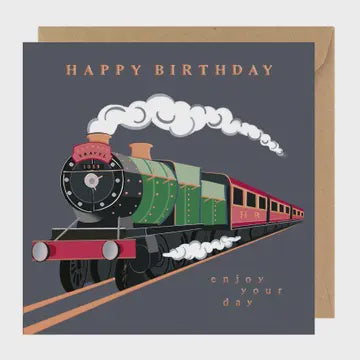 Male Birthday Card:  Steam Train Embossed - Rosanna Rossi