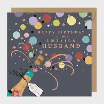 Husband Card:  TO MY AMAZING HUSBAND CHAMPAGNE Embossed - Rosanna Rossi