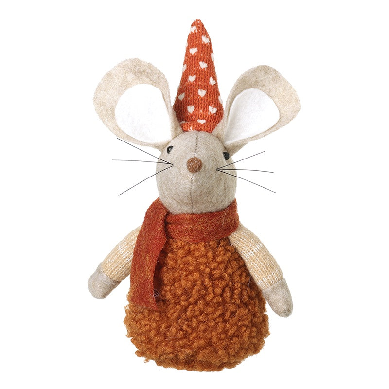 Autumn Character: Sitting Mouse w Spotted Hat - Orange - Heaven Sends