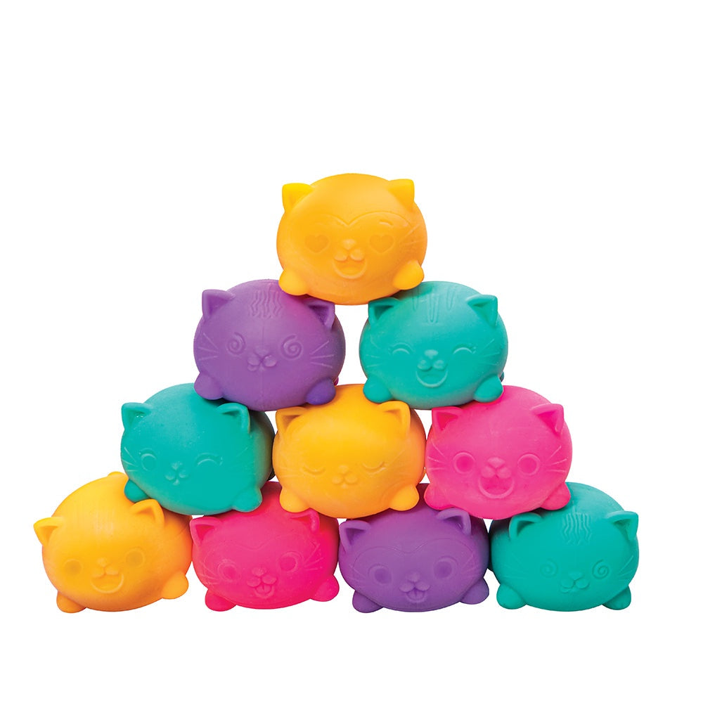 Stress Ball: Teenie Cool Cats Fidget Toy  Pk3 - Assorted colours - Needoh