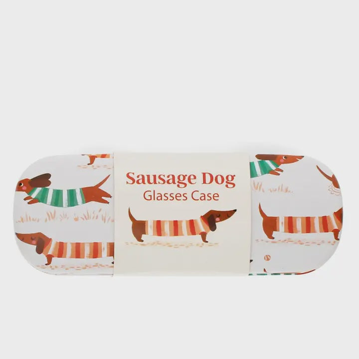 Glasses Case: Hard Case Cute Sausage Dogs - White - Rex London