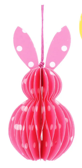 Easter Hanging Dec: Paper Honeycomb Bunny - Pink - Gisela Graham
