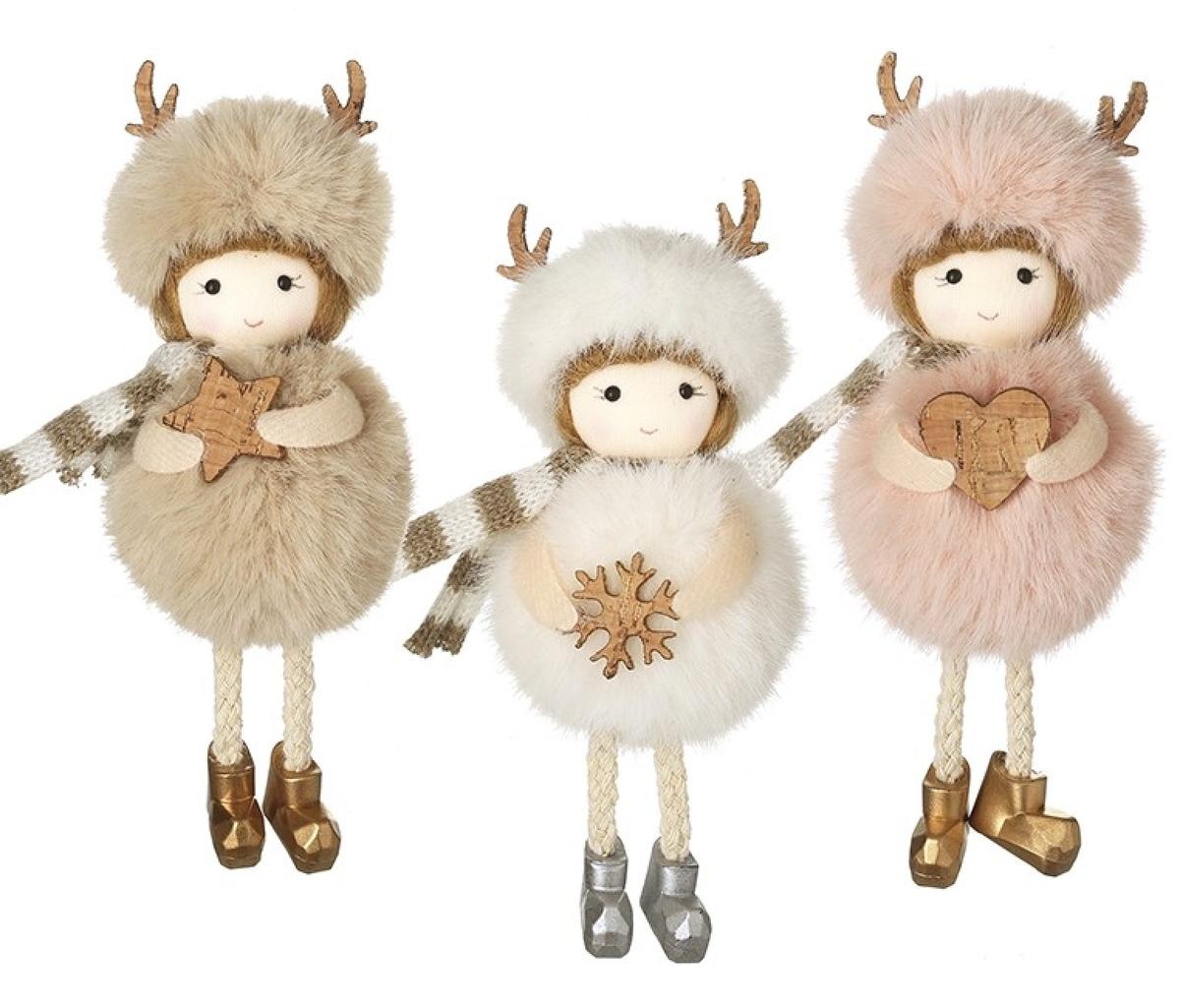 Christmas Tree Decoration: Fluffy Girl Reindeer Outfit  - Assorted Colours - Heaven Sends