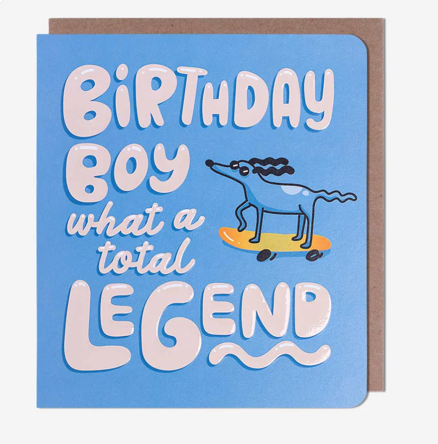 Male Birthday Card: Birthday Boy Dog On Skateboard   Studio Blom - Pigment