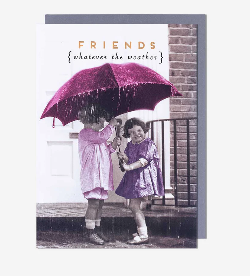Friend Card: Girls Under Umbrella   Love Unlimited - Pigment