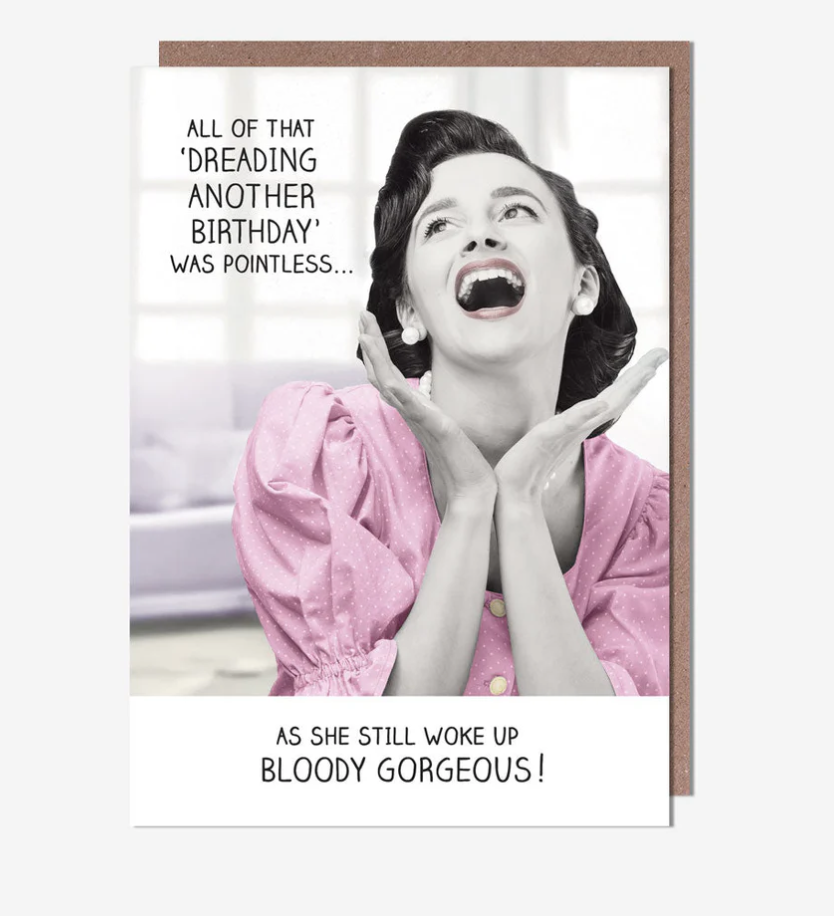 Female Birthday Card: Woman dreading another birthday   Rib Ticklers - Pigment