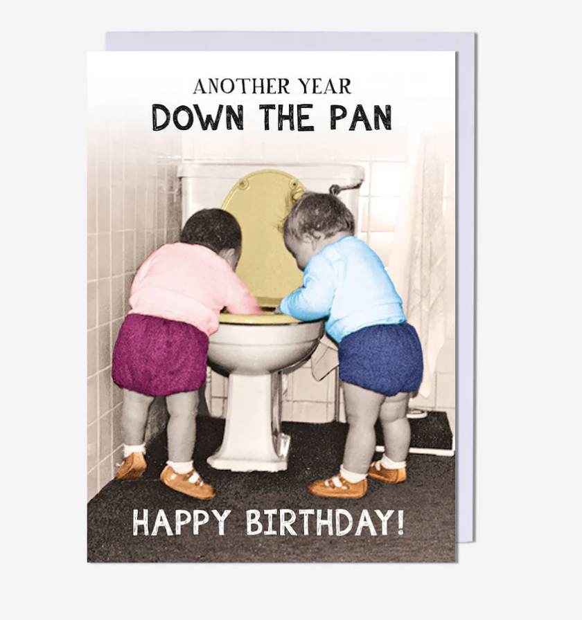 Female Birthday Card: Two kids down the pan   Ickle Gems - Pigment