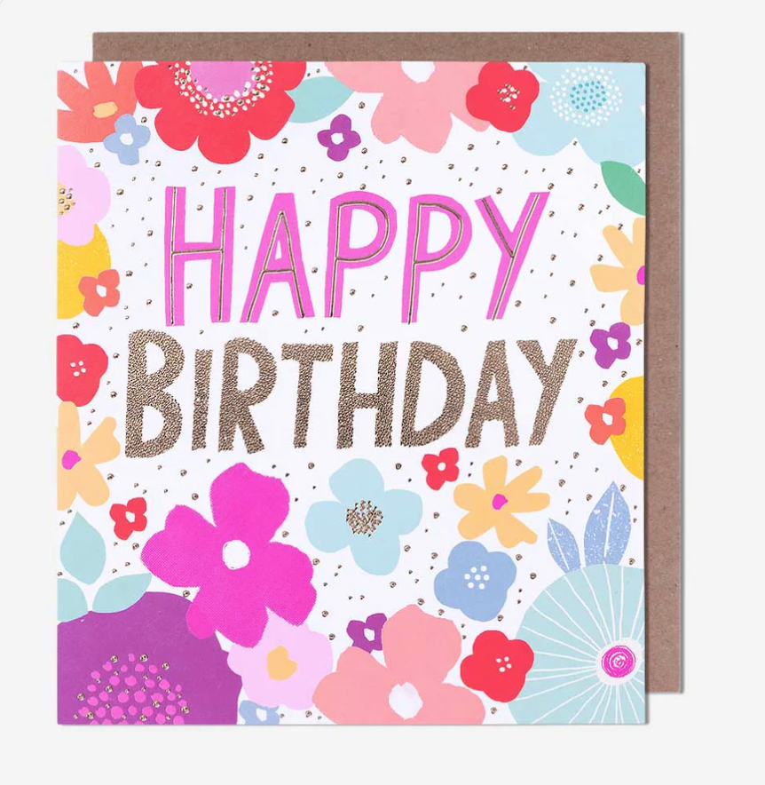 Female Birthday Card: Happy Birthday floral   Brights - Pigment