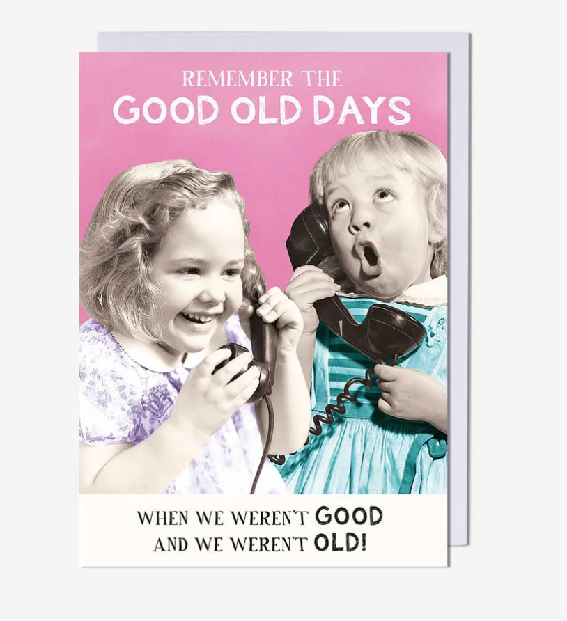 Female Birthday Card: Girls on phone good old days   Ickle Gems - Pigment