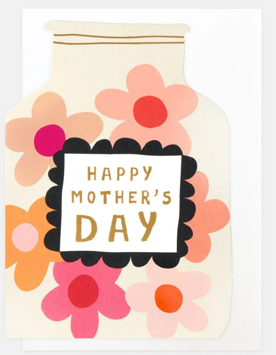 Mothers Day Card: Happy Mother's Day Flower Vase  Embossed - Caroline Gardner