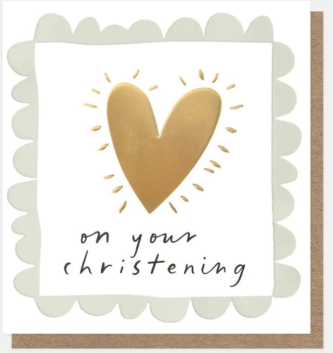 Christening Card: On Your Christening Gold Heart Foil  - Caroline Gardner