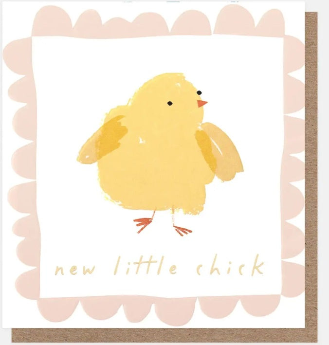 New Baby Card: New Little Chick Pink Border - Caroline Gardner